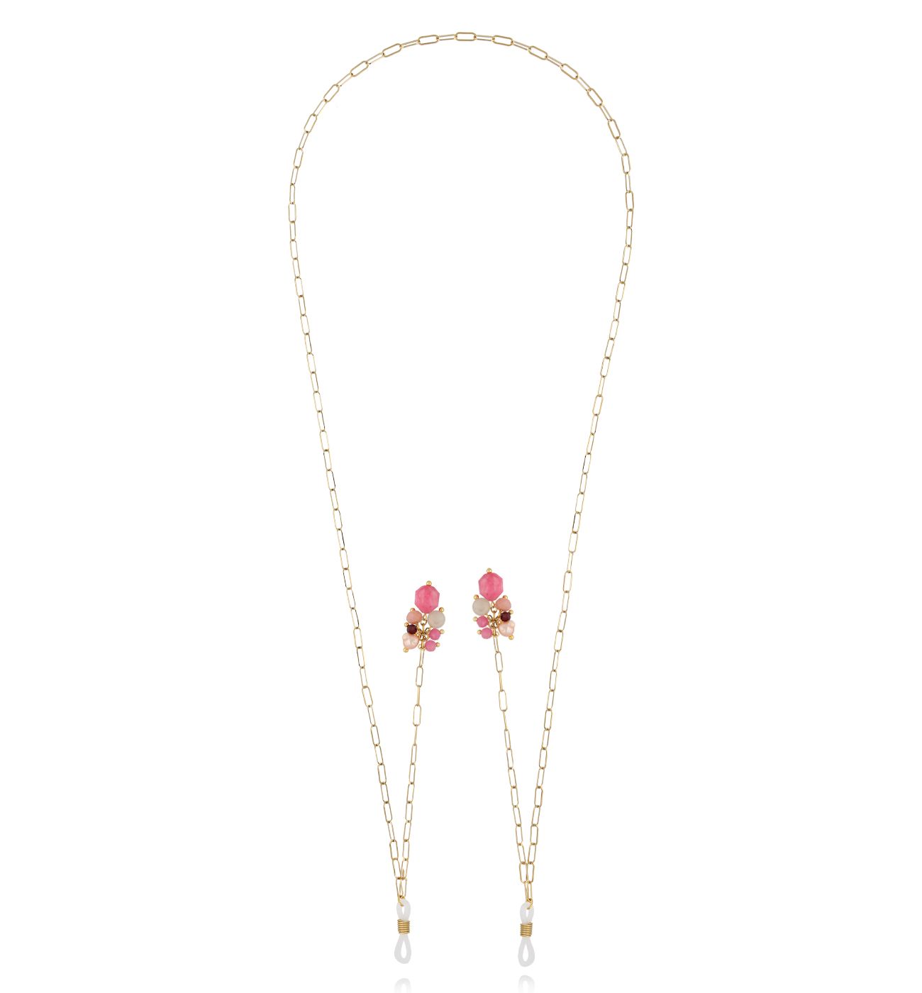 Łańcuszek do okularów z kamieniami różowy Island Elegance - By Dziubeka