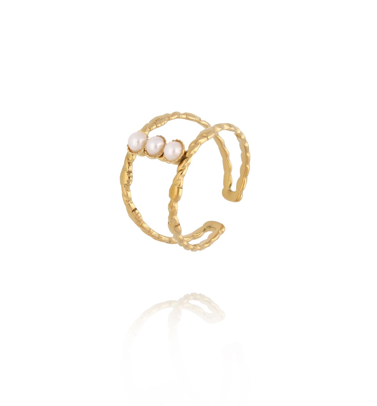 Pierścionek regulowany złoty z perłą PEA0017