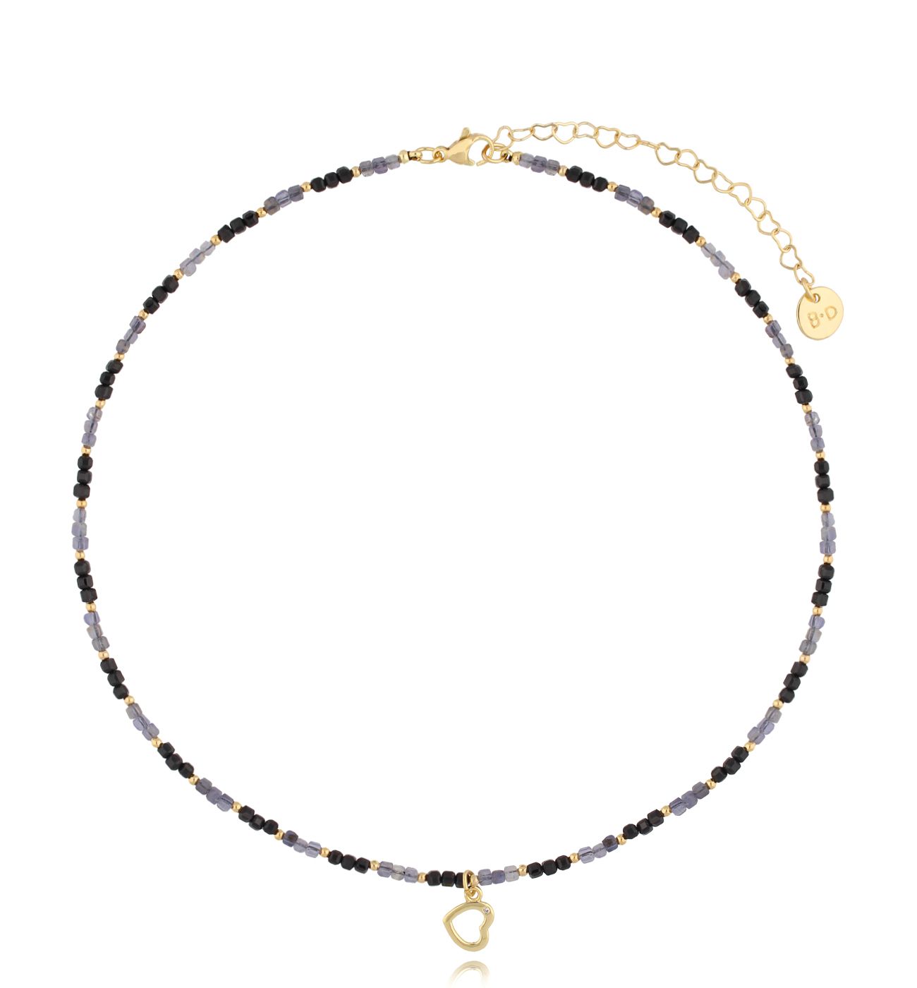 Naszyjnik z czarnymi agatami i lolitami Nigreos - By Dziubeka