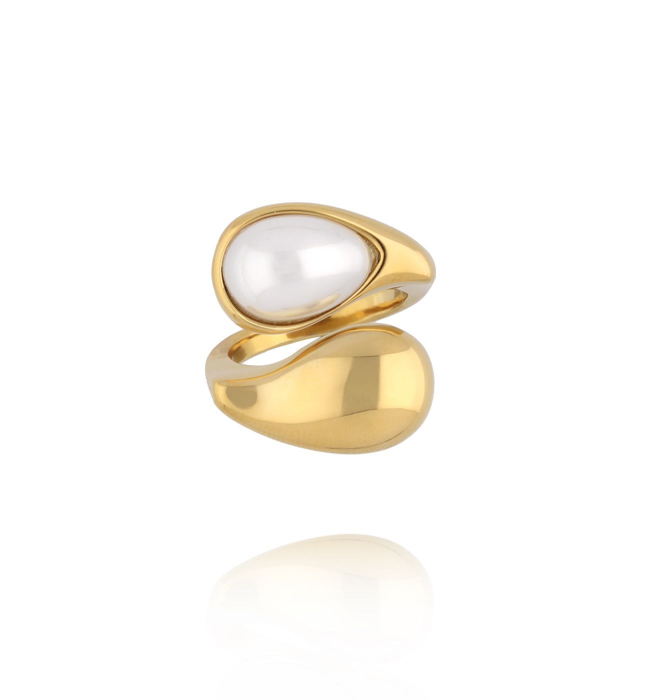 Pierścionek krople z perłą złoty PSY0155