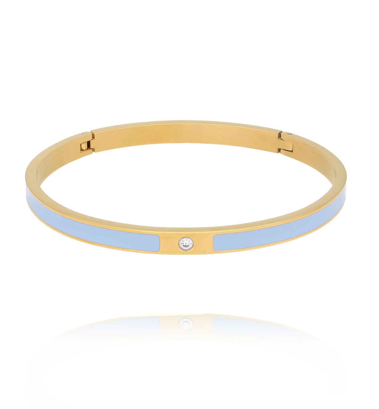 Bransoletka obręcz z błękitną emalią - By Dziubeka