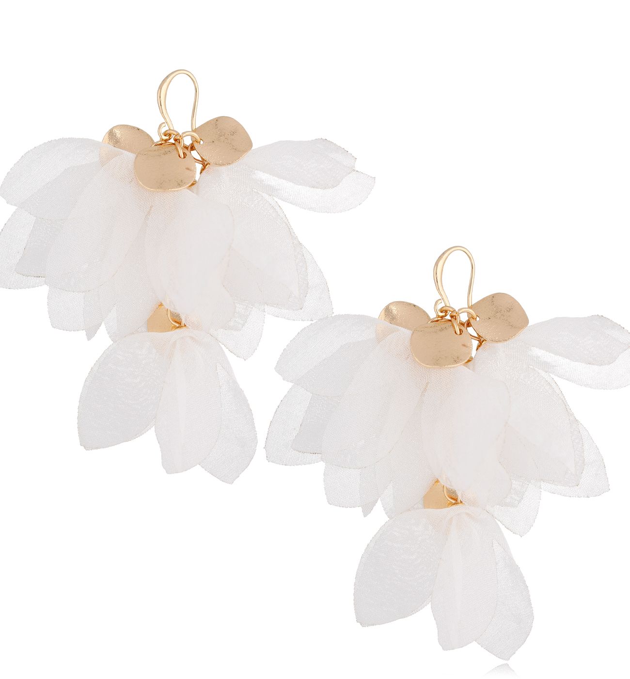 Kolczyki jedwabne kwiaty ecru Mini Vera KBL1034