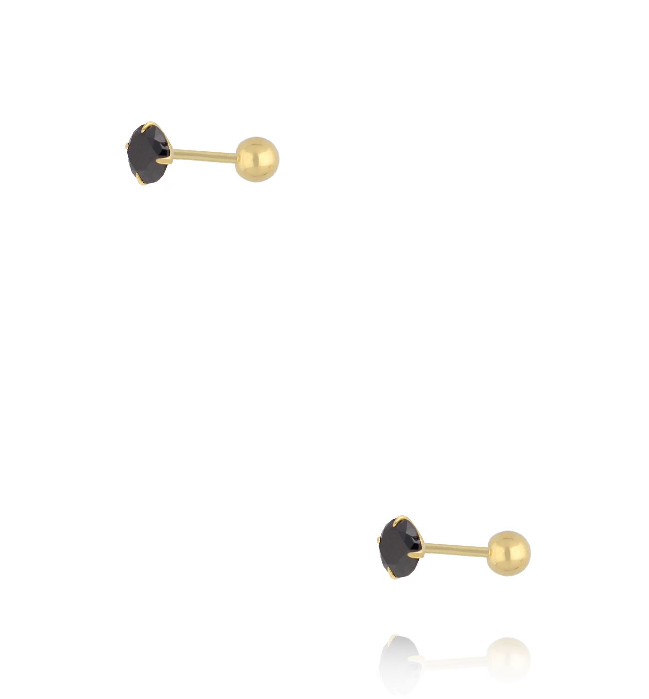 Kolczyki z czarną cyrkonią w złoconej oprawie KCA0126 - By Dziubeka
