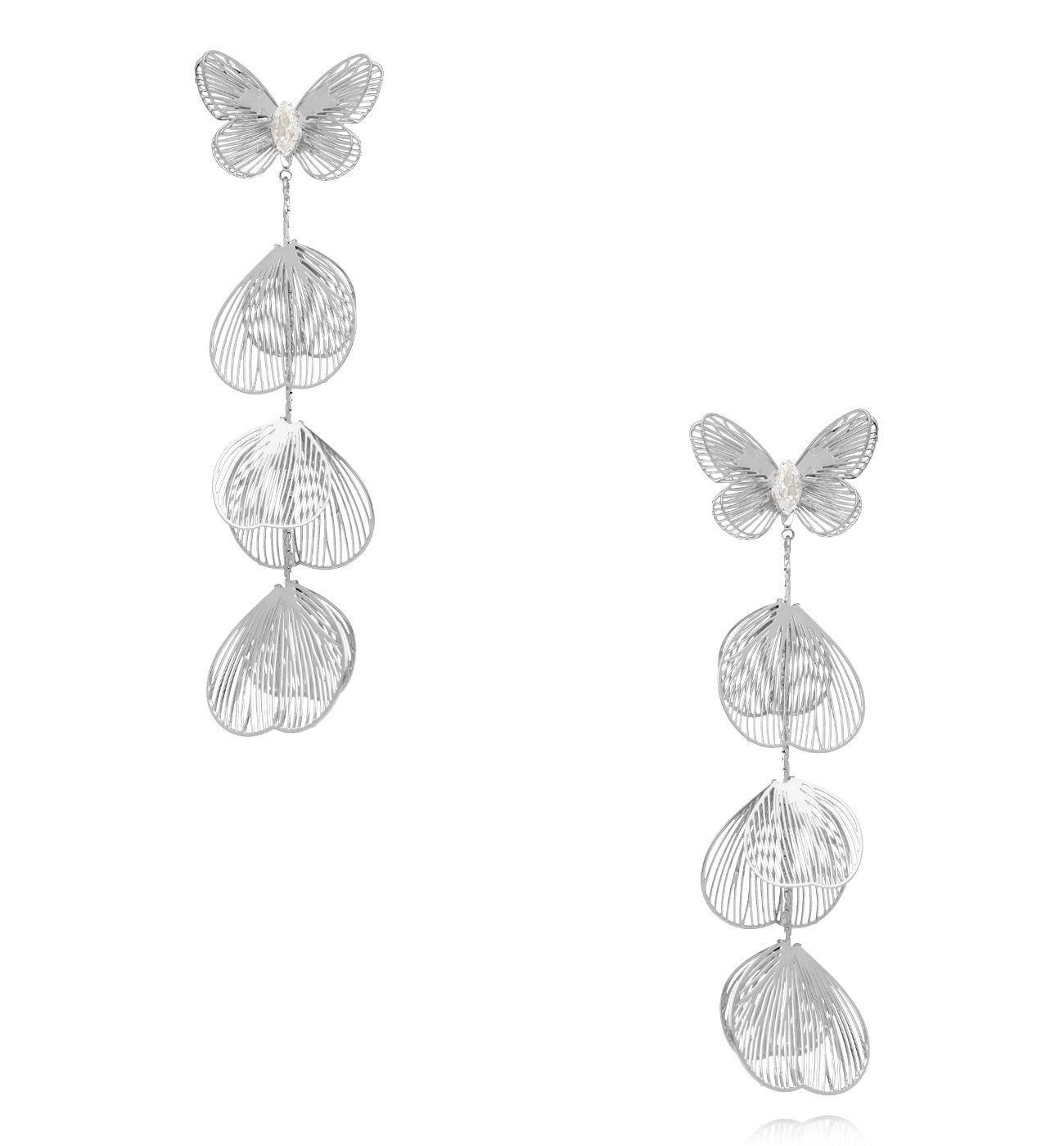 Kolczyki srebrne z motywem motyla i ażurowymi elementami KLU0096 - By Dziubeka