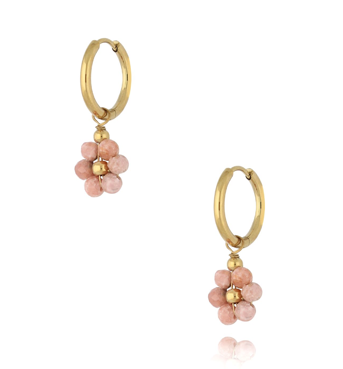 Kolczyki kwiatuszki z rodonitami KPA0227