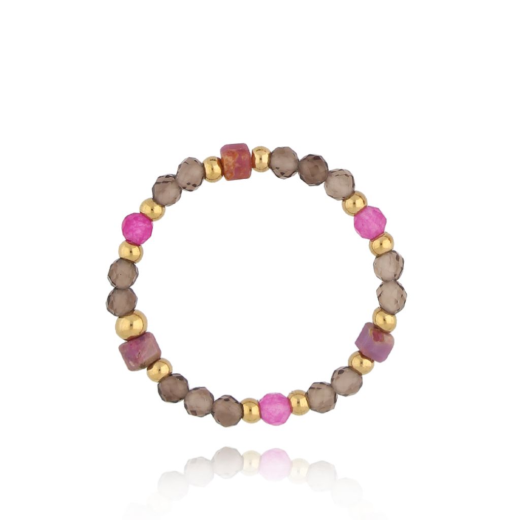 Pierścionek z kwarcami i fosforytami Defne PSC0577 - By Dziubeka