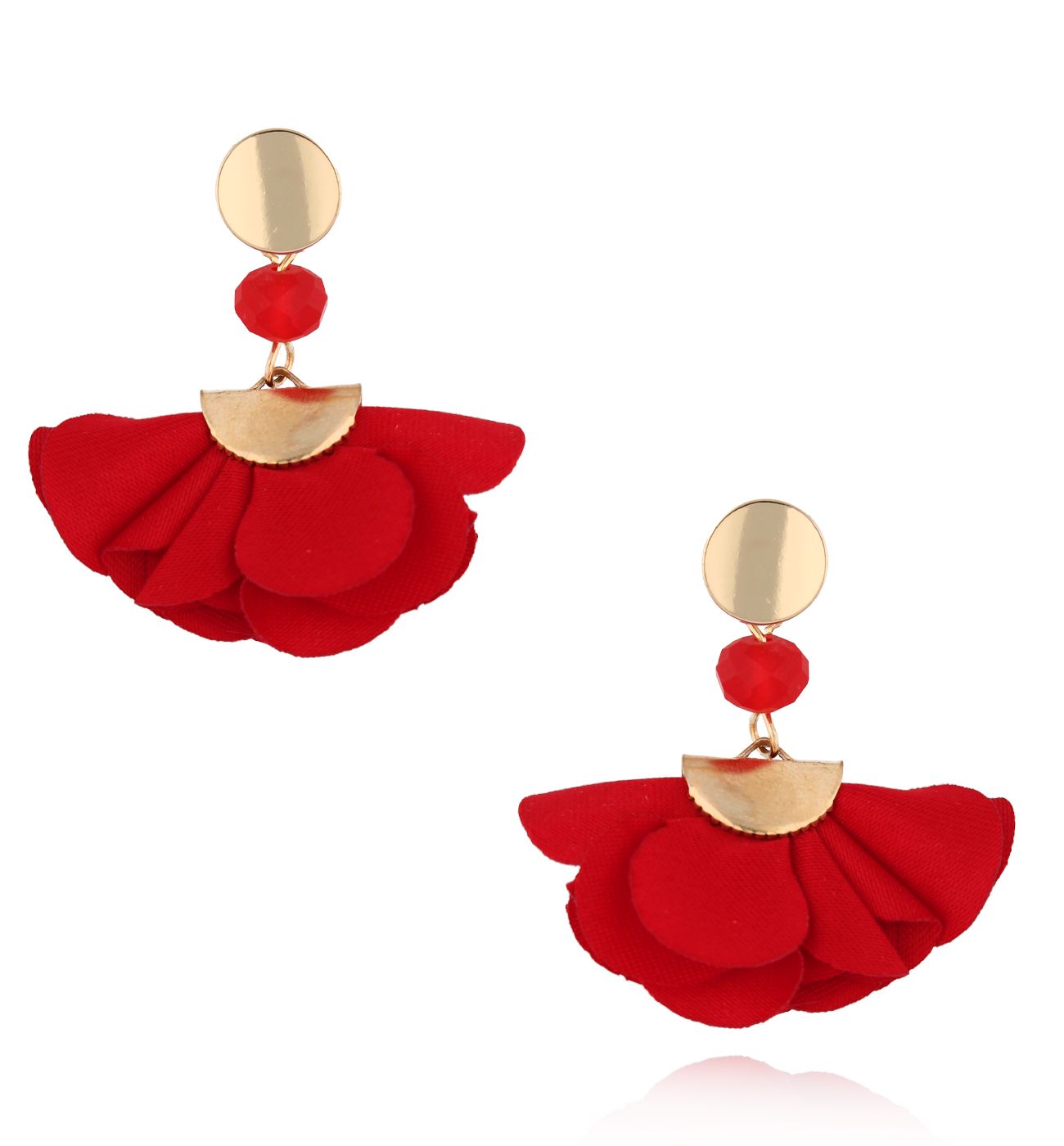 Kolczyki z satyny czerwone Dandelion - By Dziubeka