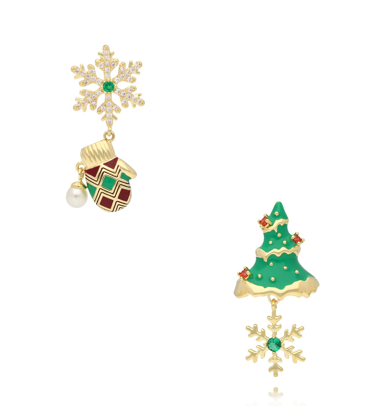 Kolczyki świąteczne z rękawiczką i czapką KSY0305 - By Dziubeka