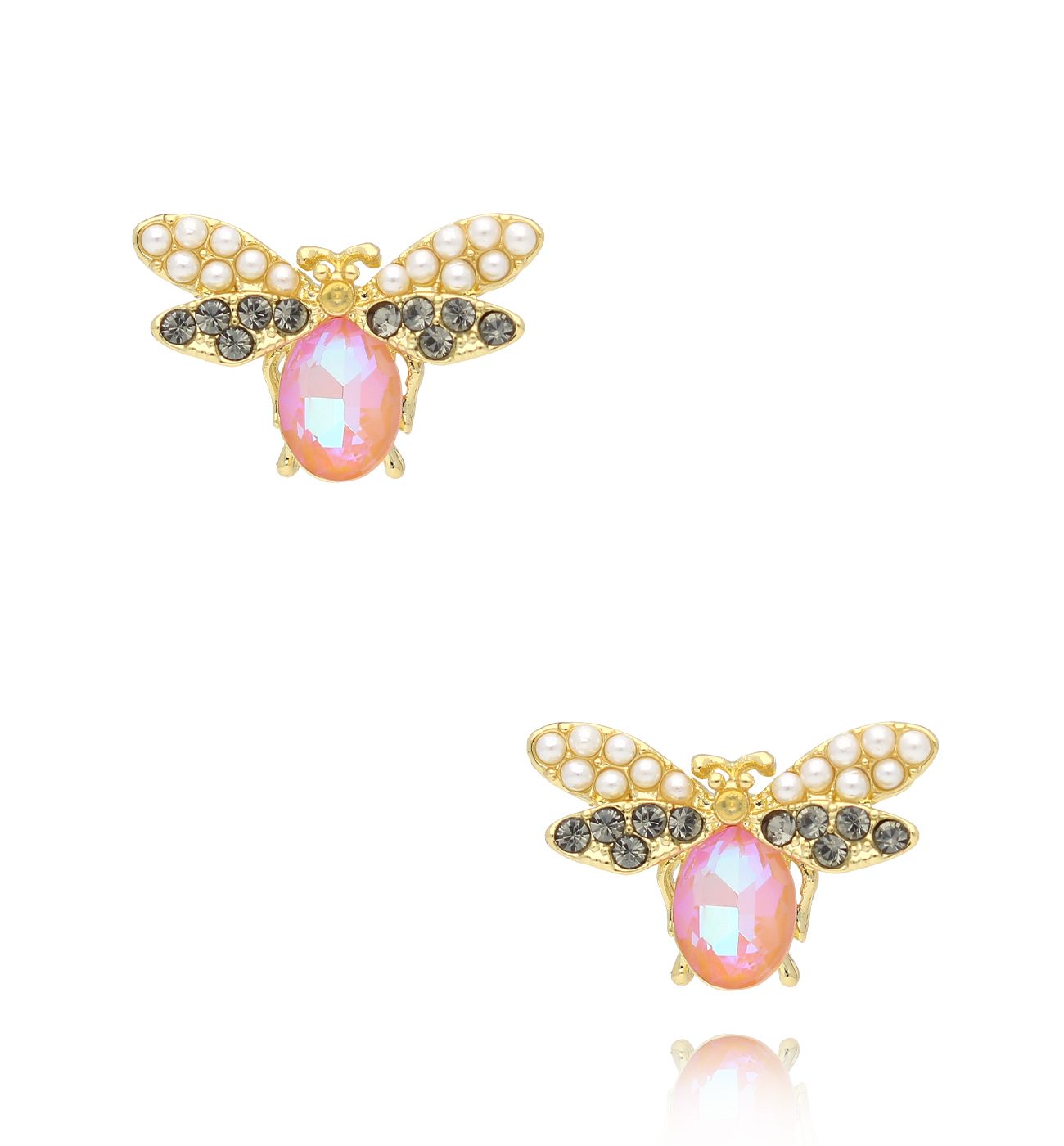 Kolczyki z owadami brzoskwiniowe Maya KMI0298