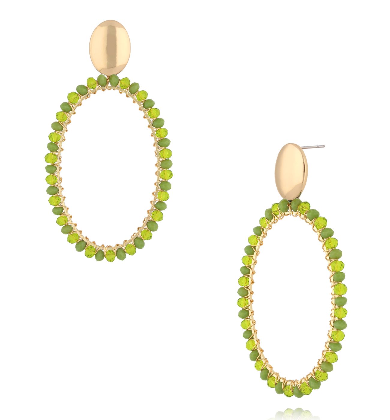 Kolczyki z zielonymi kryształkami KWE0293 - By Dziubeka