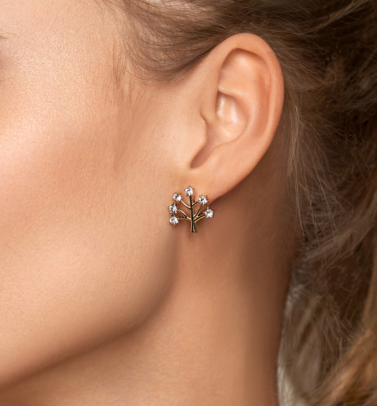 Kolczyki złote z drzewem Indie - By Dziubeka