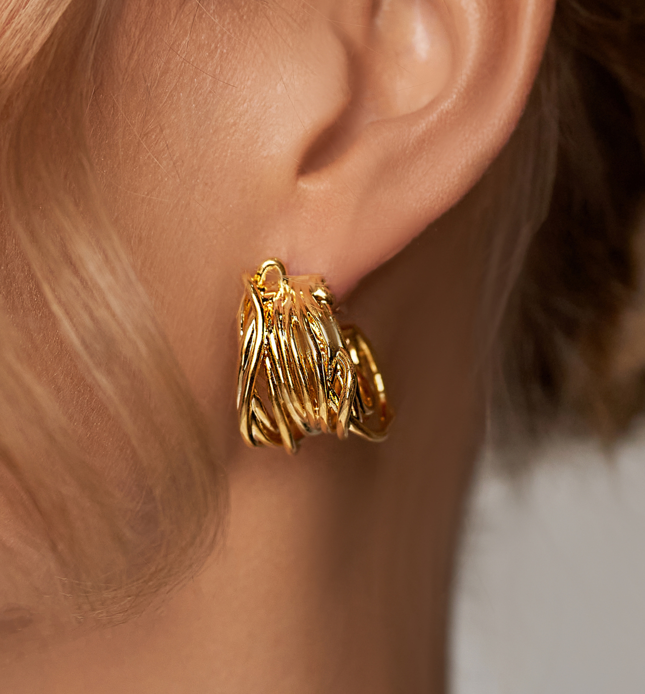 Kolczyki złote plecione Clovis - By Dziubeka