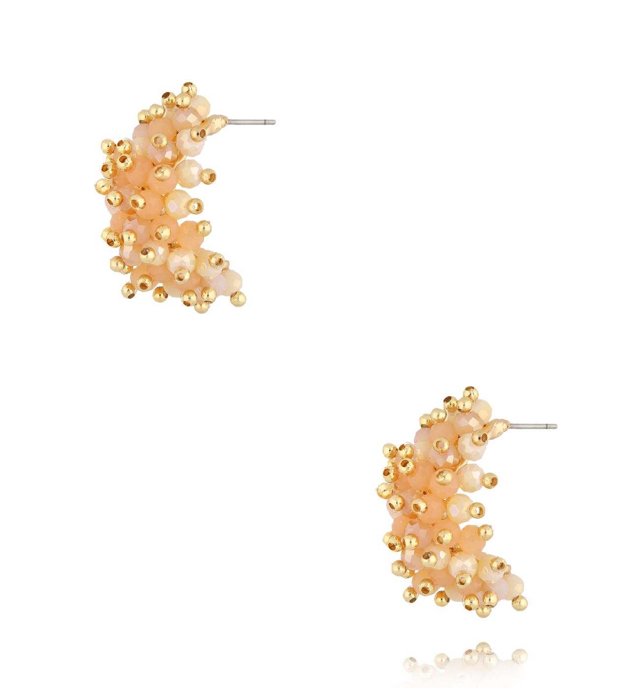 Kolczyki z beżowymi kryształkami KWE0150 - By Dziubeka