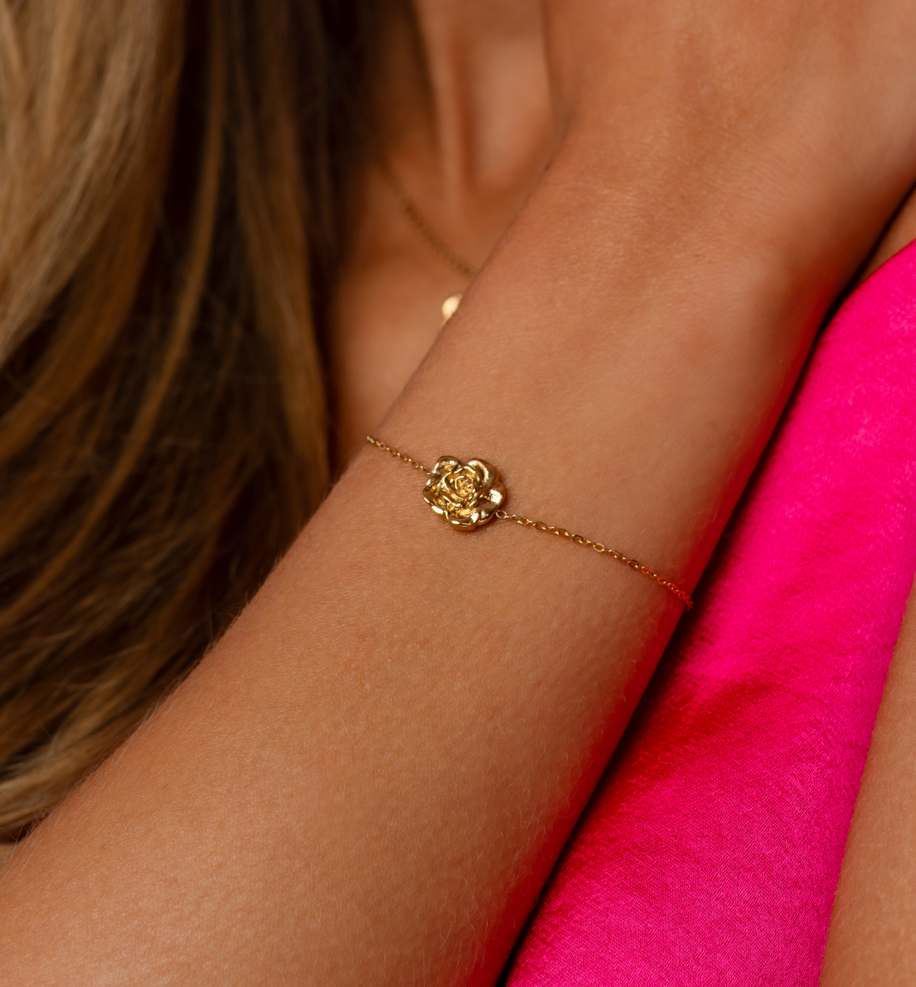 Bransoletka z różą złota - By Dziubeka