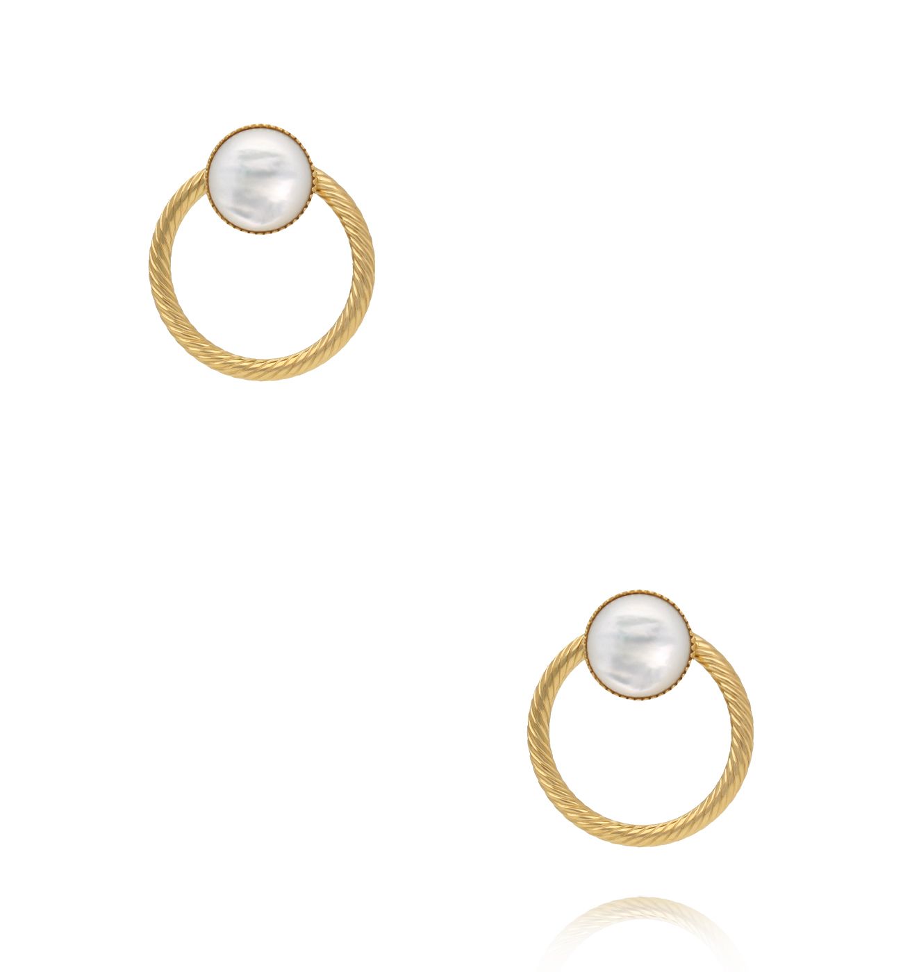 Kolczyki złote koła z perełką KSY0441 - By Dziubeka