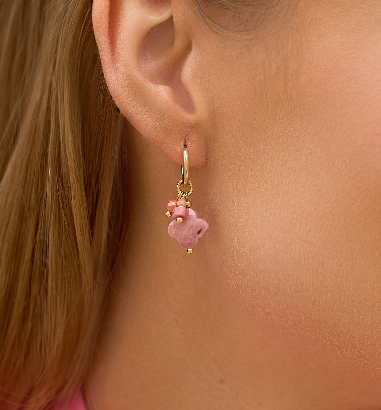 Kolczyki z koniczynkami i rodonitami Creation KPA0234