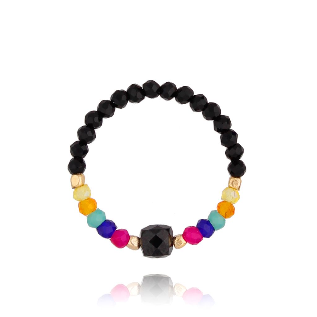 Pierścionek czarno kolorowy Carvoeiro - By Dziubeka