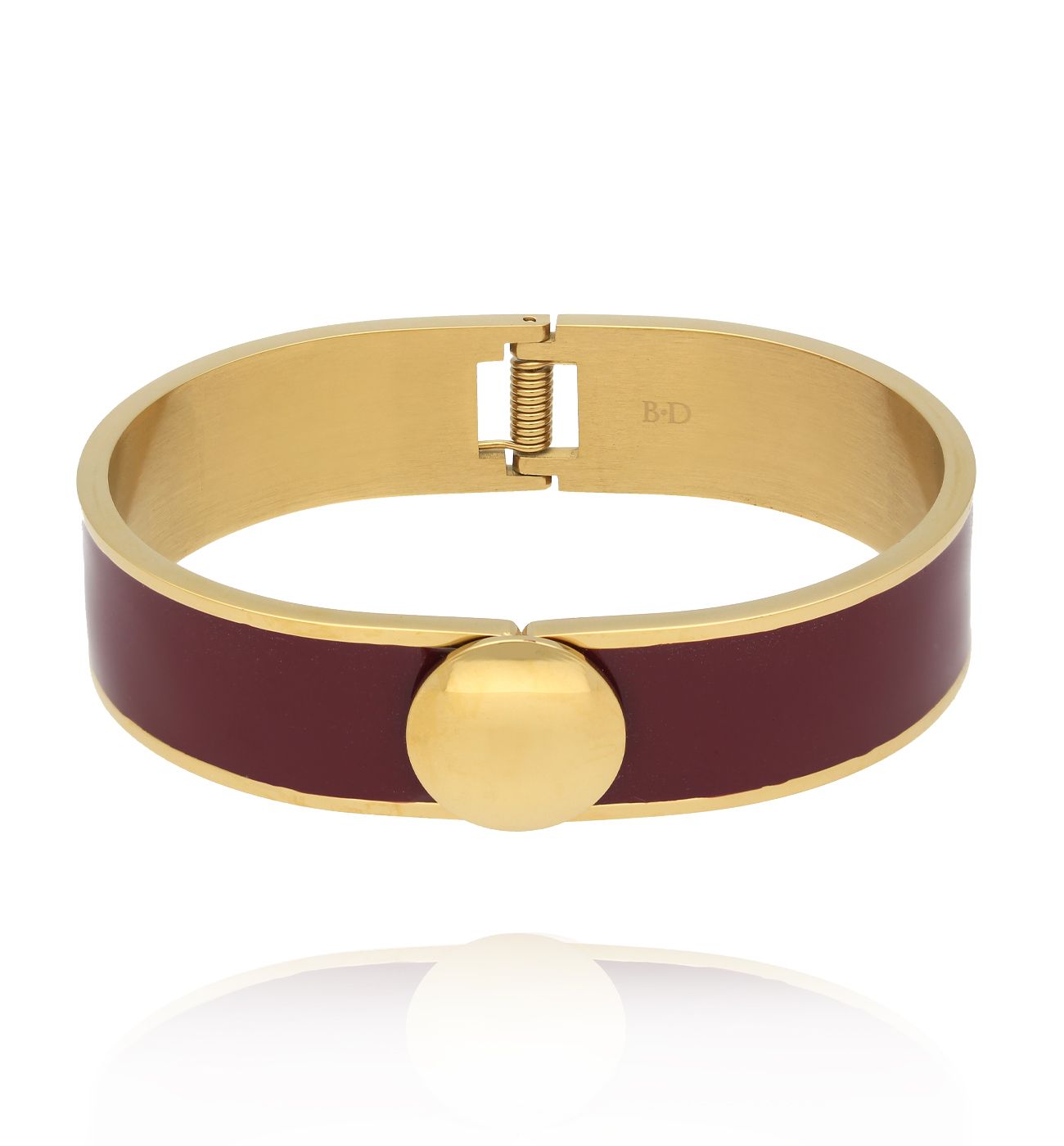 Bransoletka obręcz z brązową emalią - By Dziubeka