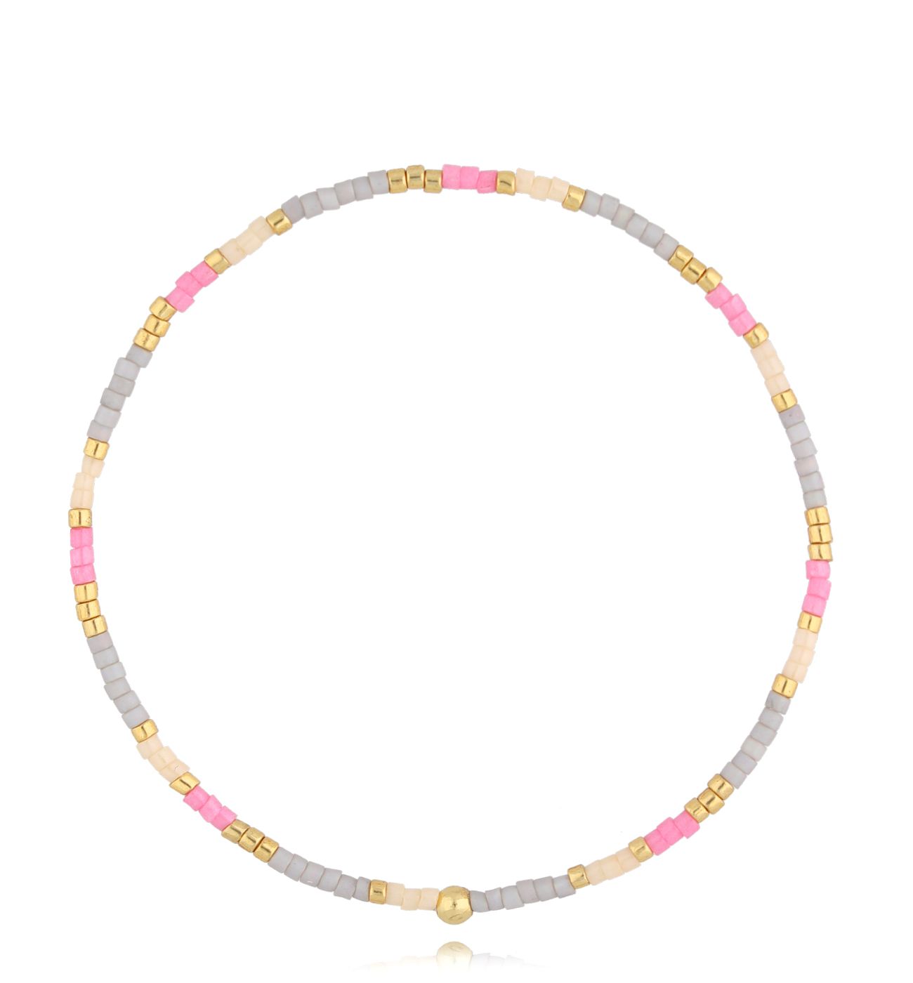 Bransoletka różowo szara z koralikami Miyuki Assia - By Dziubeka