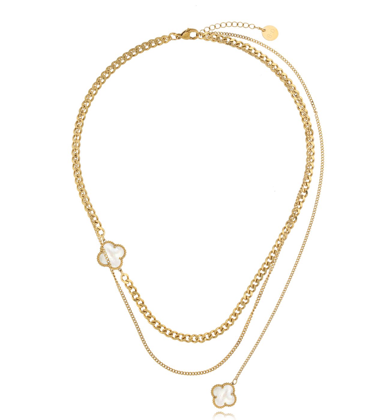 Naszyjnik z białymi koniczynkami Fortuna di Trifoglio NSY0345 - By Dziubeka