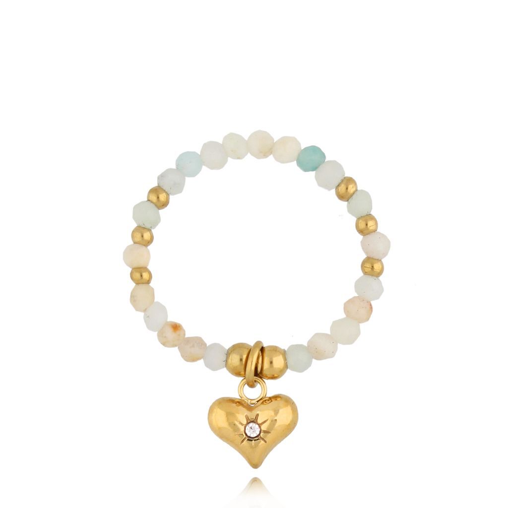 Pierścionek z amazonitami i sercem Millville PSC0427 - By Dziubeka