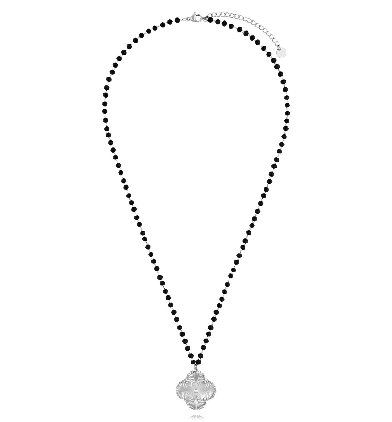 Naszyjnik długi ze srebrną koniczynką NSY0440 - By Dziubeka