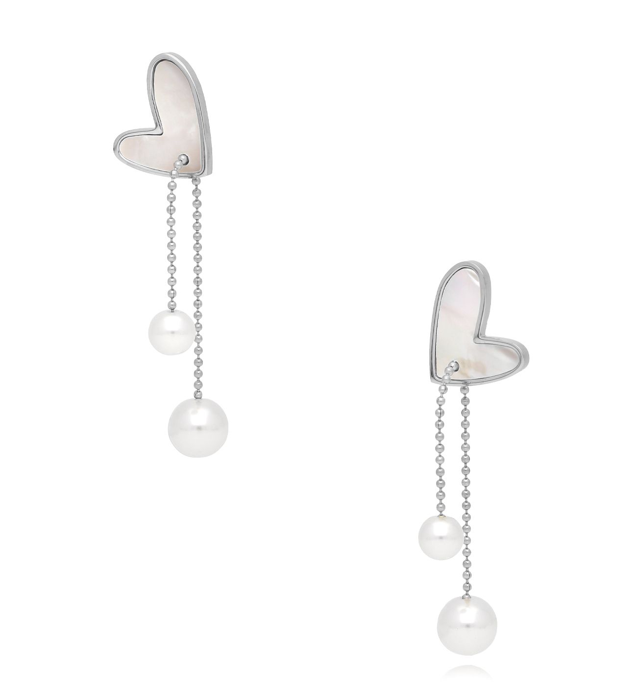 Kolczyki z sercami i perełkami Luce di Napoli - By Dziubeka