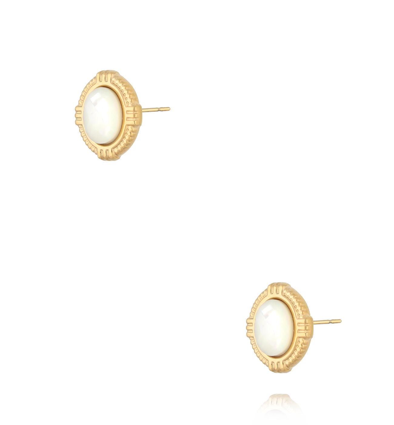 Kolczyki z białym jadeitem złote KSY0292 - By Dziubeka