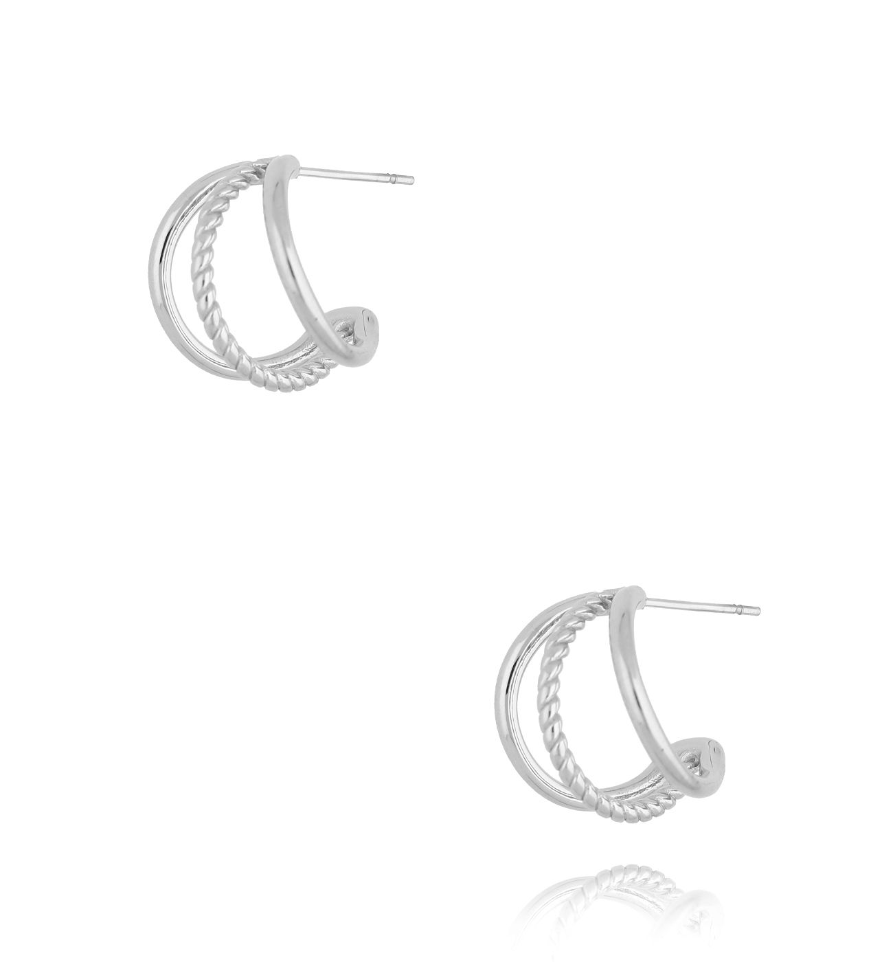 Kolczyki srebrne potrójne Urban Elegance - By Dziubeka