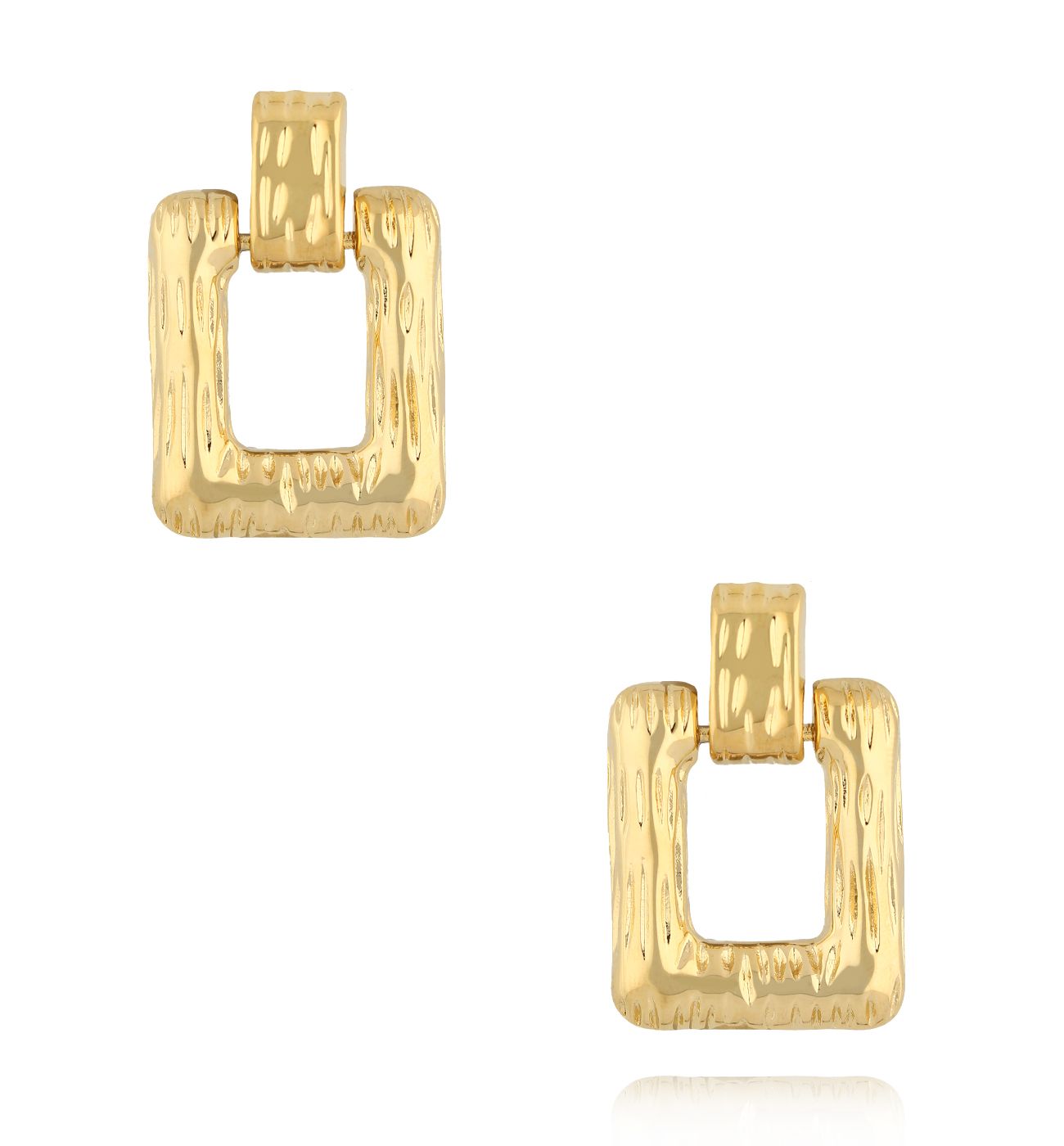 Kolczyki prostokątne złote - By Dziubeka