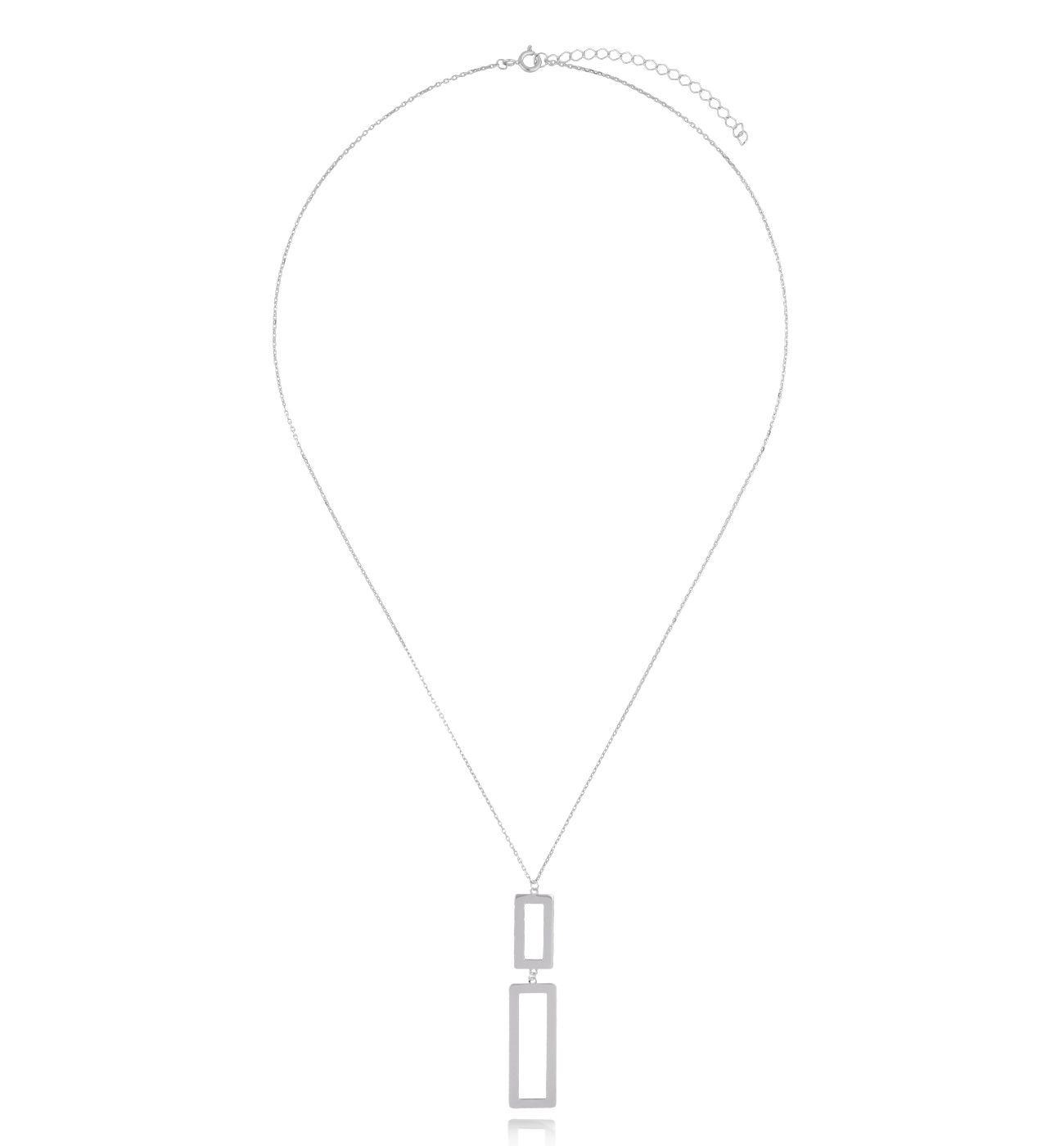Naszyjnik srebrny z prostokątną zawieszką Gisèle - By Dziubeka