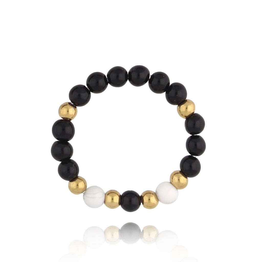 Pierścionek czarny z agatami Black Magic PSC0560 - By Dziubeka