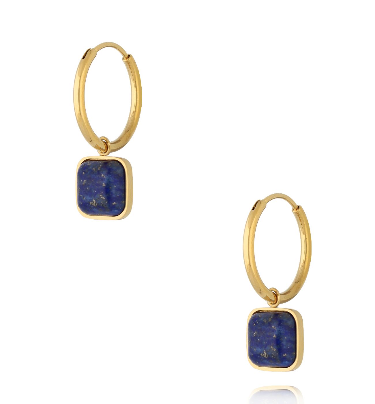 Kolczyki kółka z lapisem - By Dziubeka