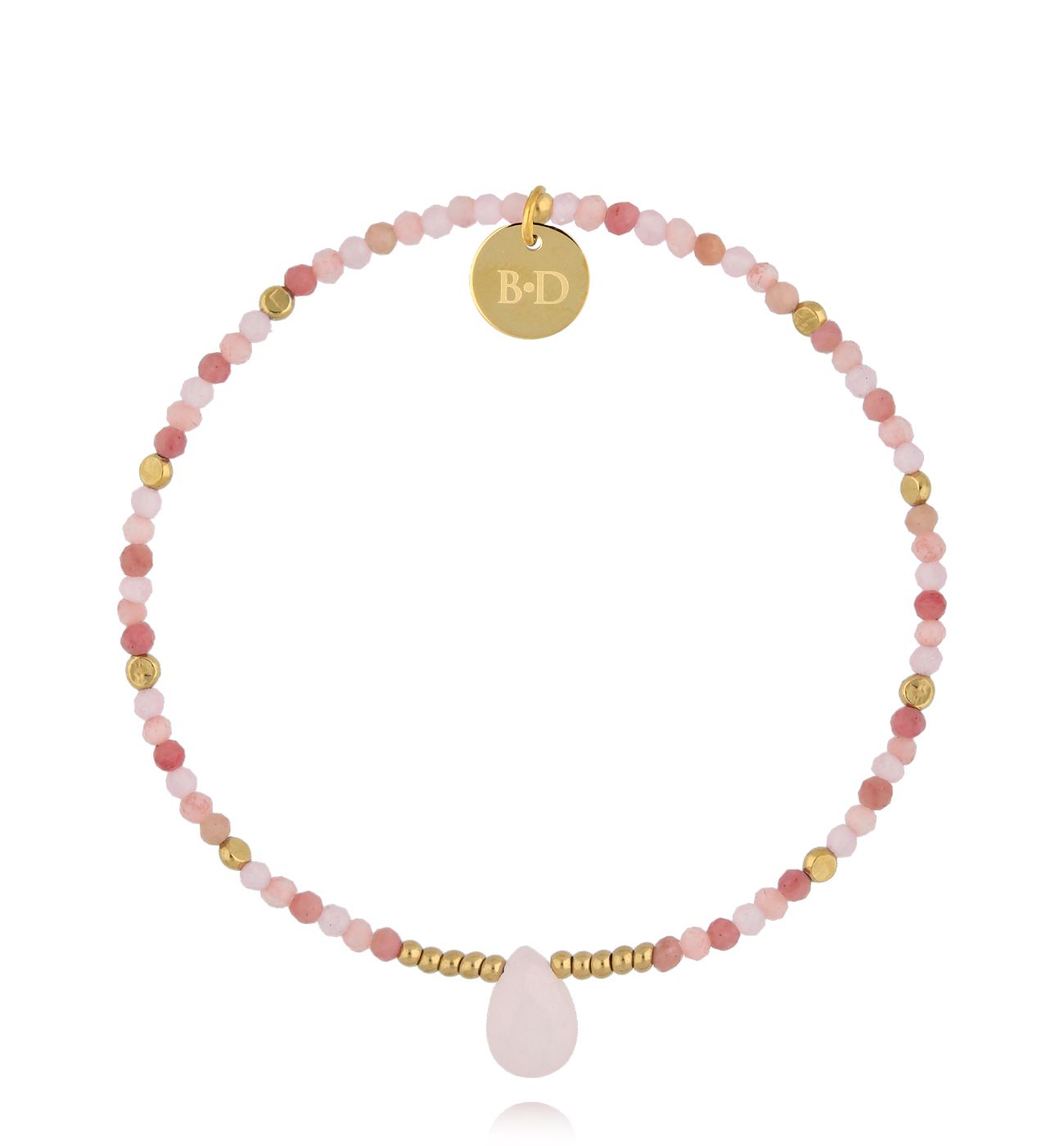 Bransoletka różowa z kwarcami różowymi - By Dziubeka