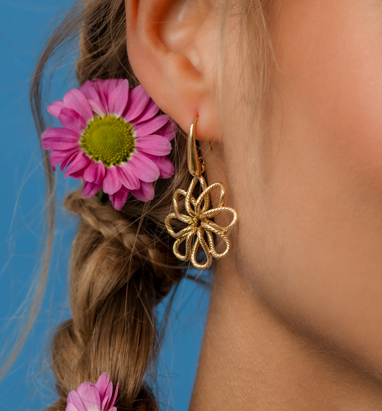 Kolczyki kwiatki złote - By Dziubeka