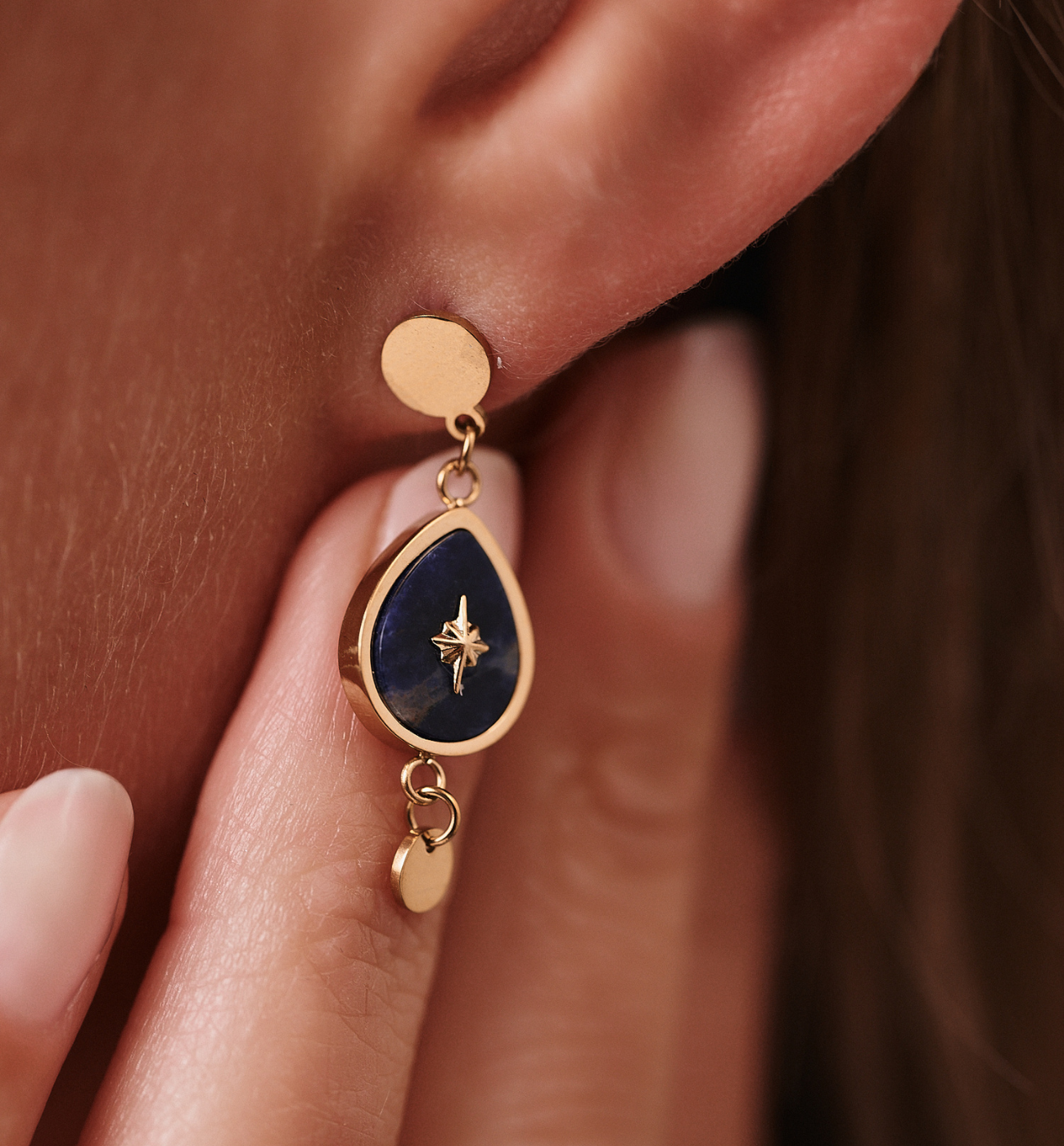 Kolczyki wiszące z sodalitami KEA0049 - By Dziubeka