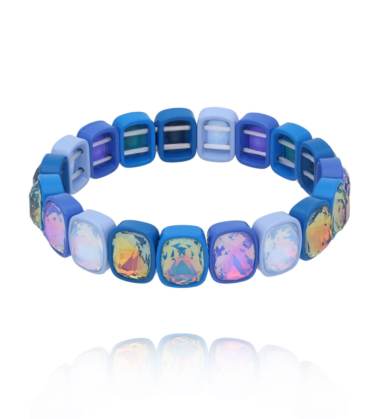 Bransoletka w odcieniach niebieskiego z kryształami BCR0054 - By Dziubeka