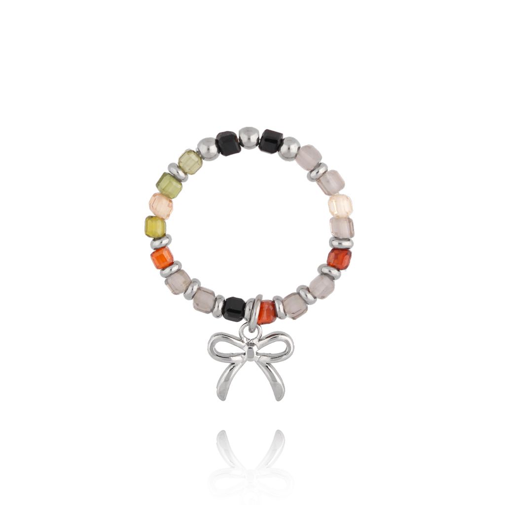 Pierścionek kolorowy elastyczny z kokardką PSC0732 - By Dziubeka