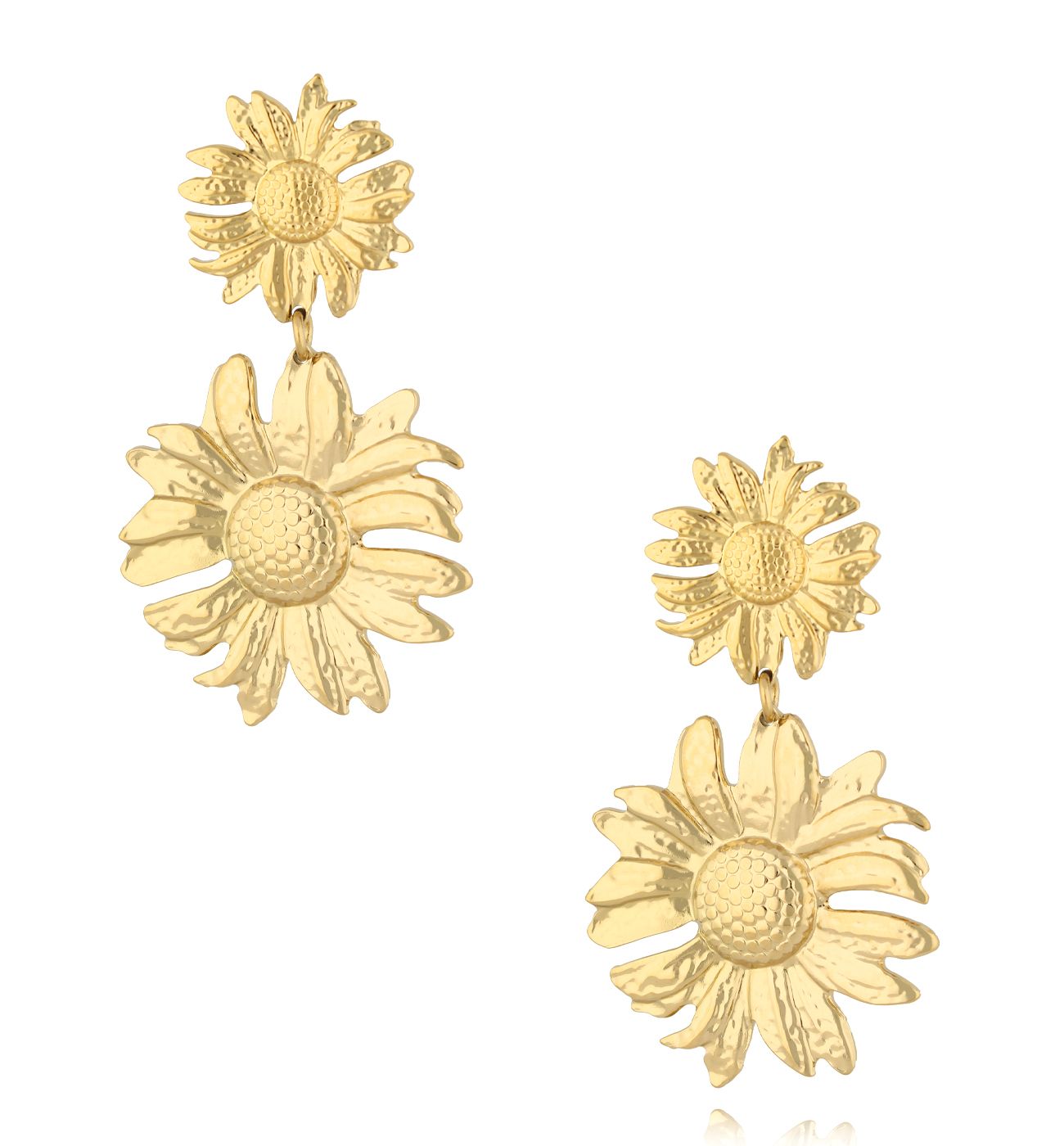 Kolczyki z kwiatami złote - By Dziubeka