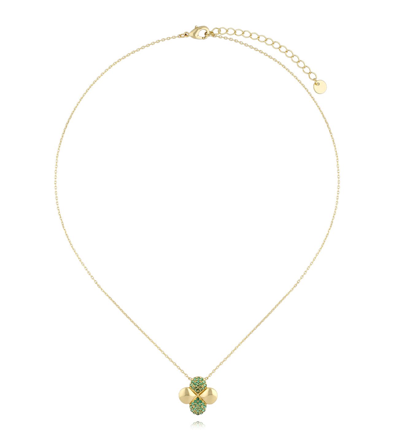 Naszyjnik z zieloną koniczynką złoty NLU0008 - By Dziubeka