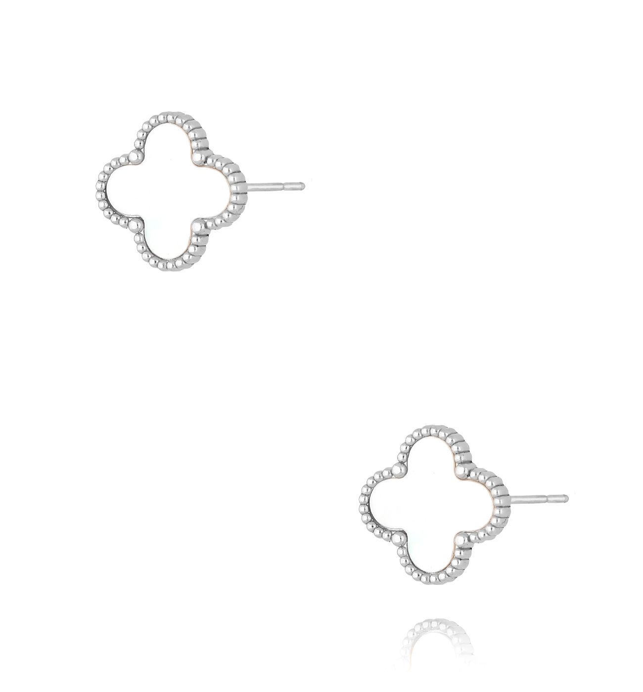 Kolczyki z koniczynką z masą perłową srebrne Luck in Leaves KSY0193