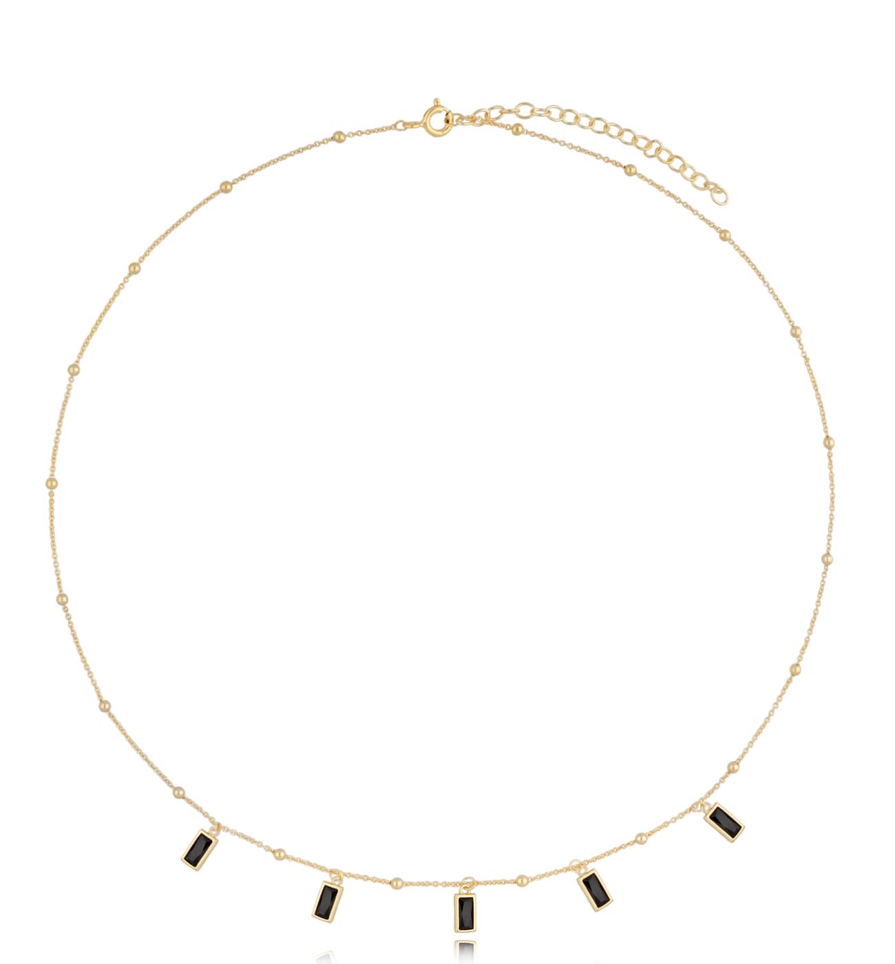 Naszyjnik złoty z czarnymi kryształkami Chicca NSE0138