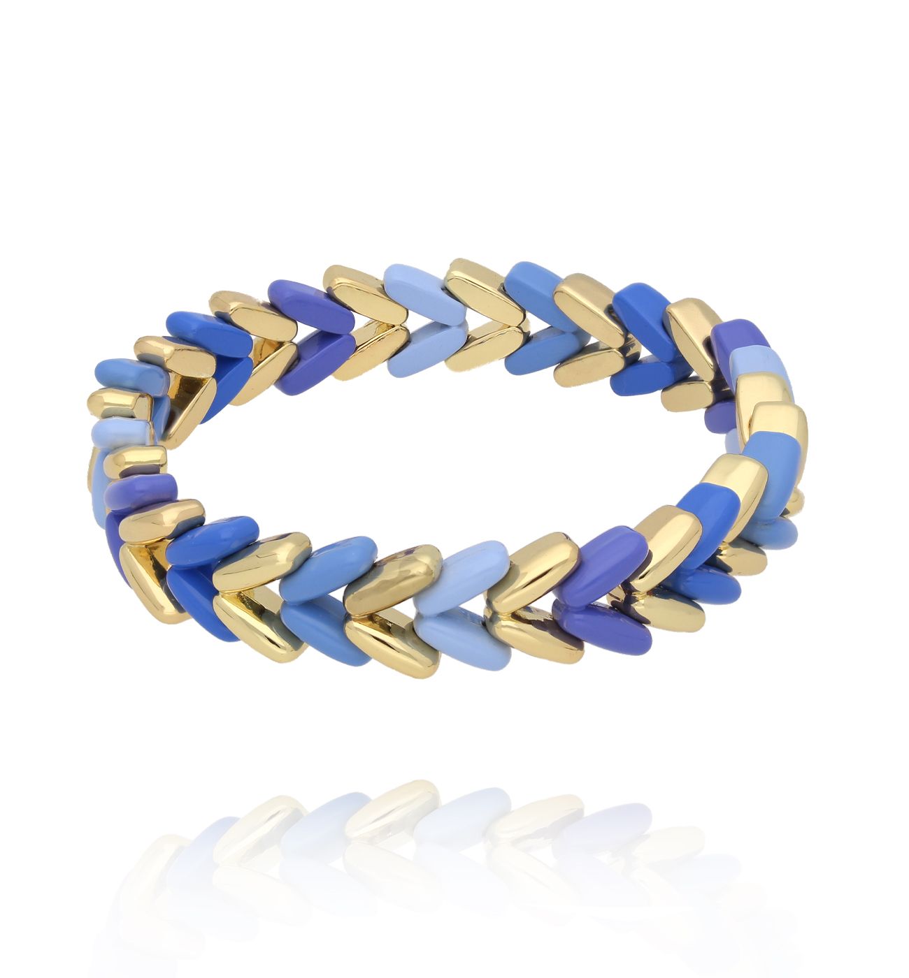 Bransoletka w odcieniach błękitu i złota BCR0052 - By Dziubeka