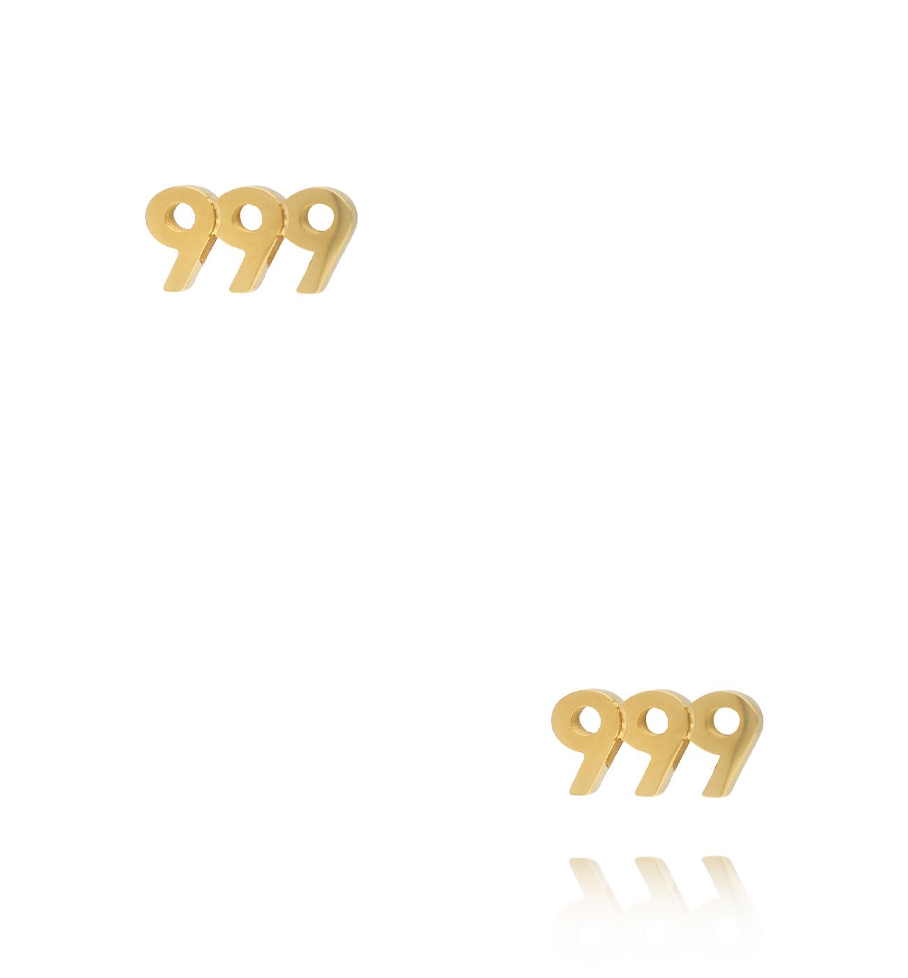 Kolczyki z anielską liczbą 999 złote - By Dziubeka