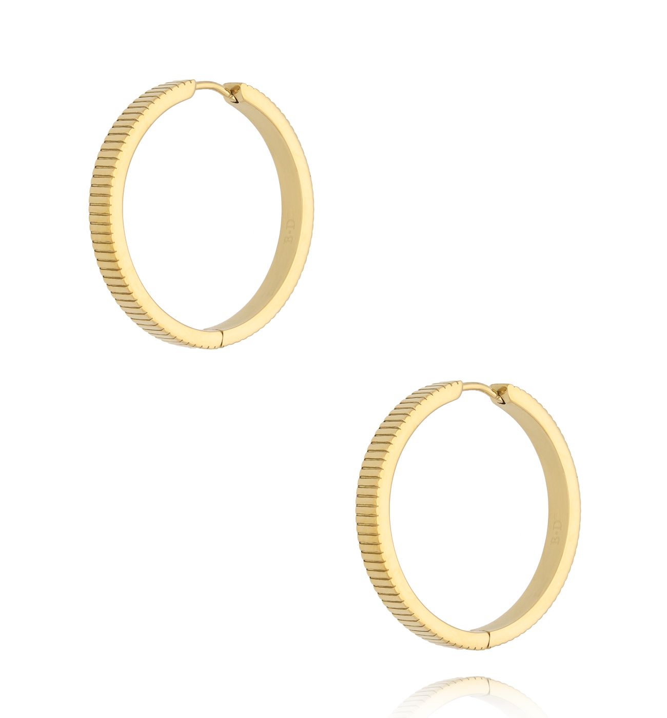 Kolczyki karbowane okrągłe złote Modern Fusion - By Dziubeka