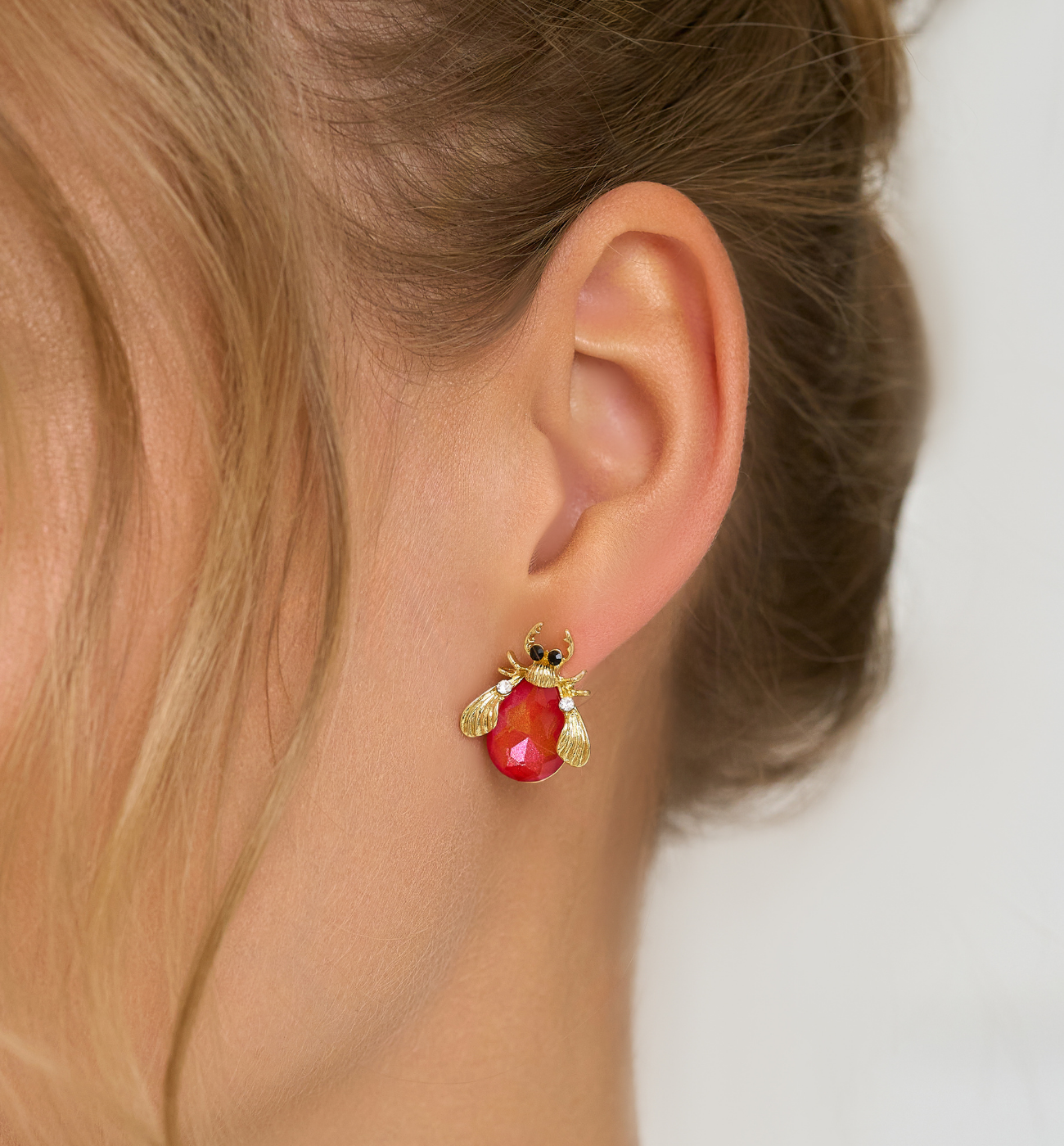 Kolczyki z czerwonymi owadami Midnight 4 - By Dziubeka