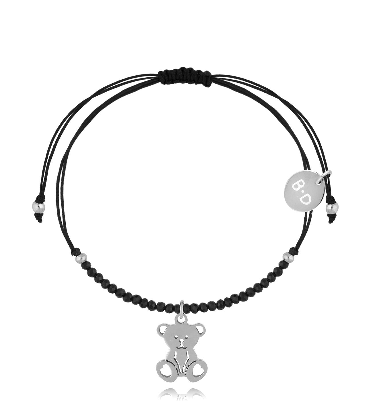 Bransoletka z turmalinami i srebrnym misiem Successo BMT0117 - By Dziubeka