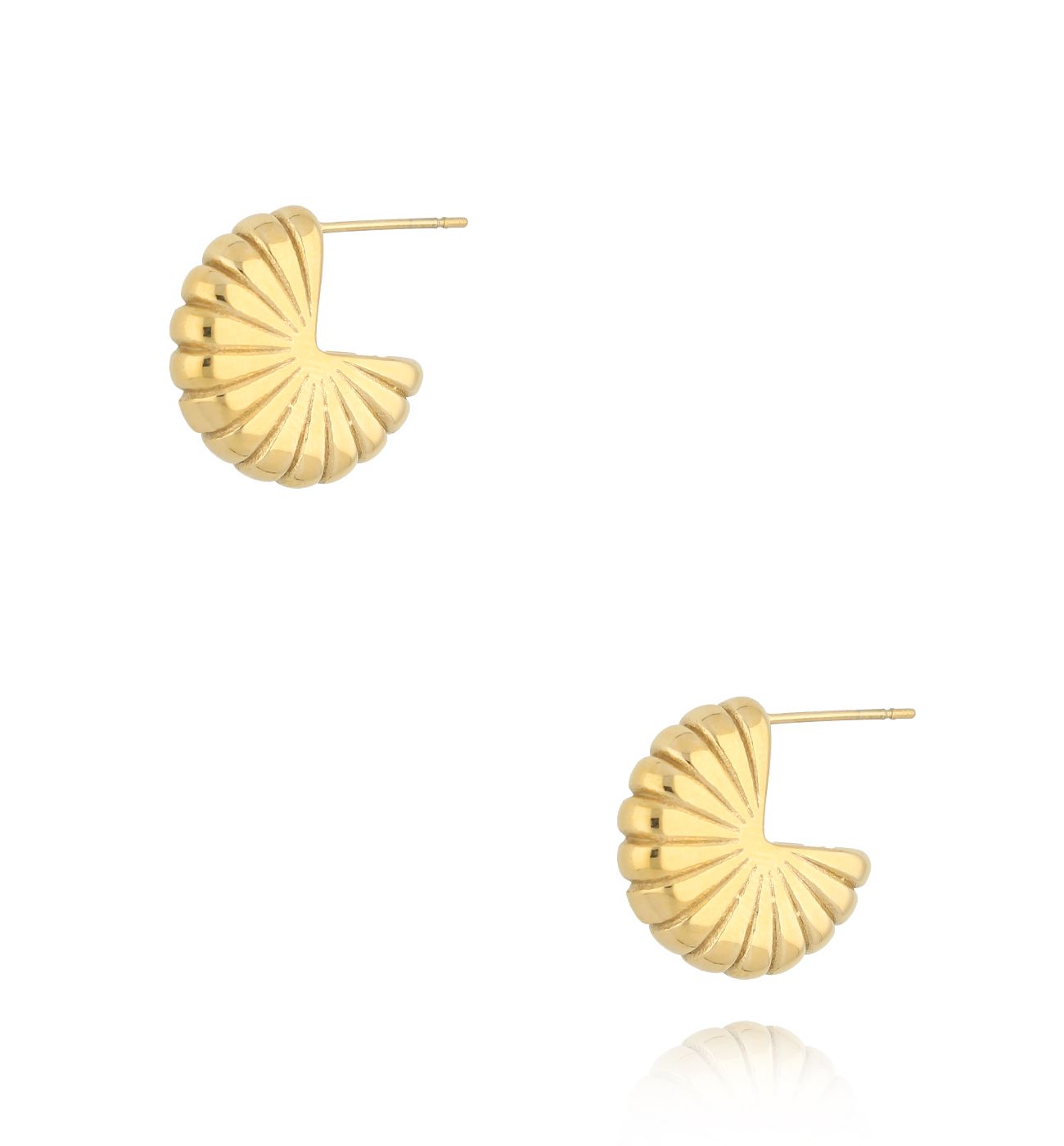 Kolczyki złote karbowane Coquille - By Dziubeka