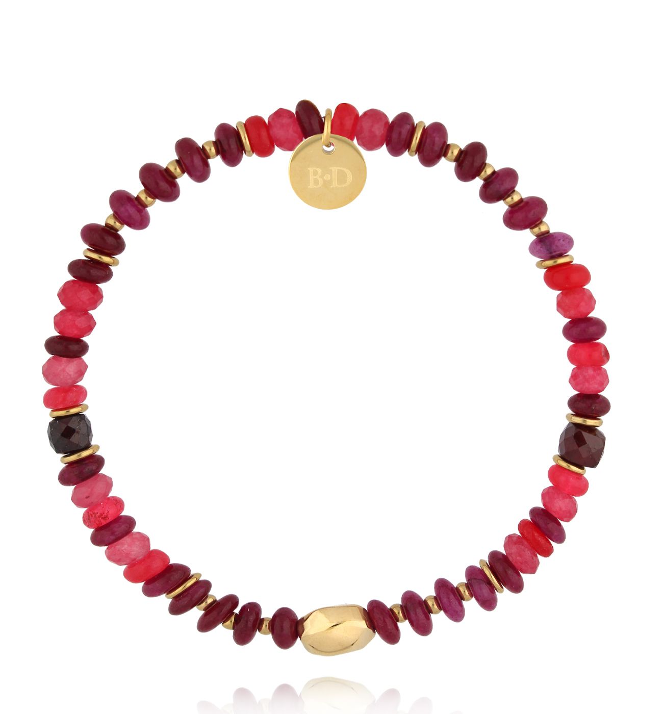 Bransoletka bordowa z granatami - By Dziubeka