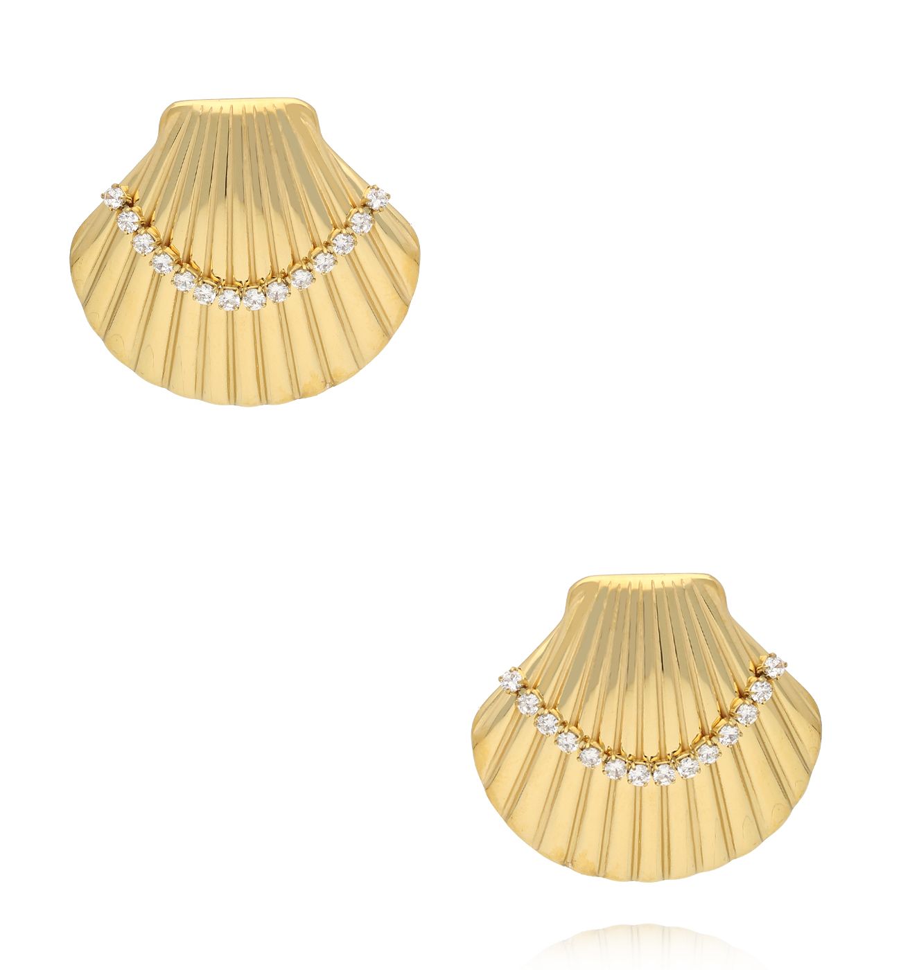 Kolczyki z muszlami i cyrkoniami złote KSY0351